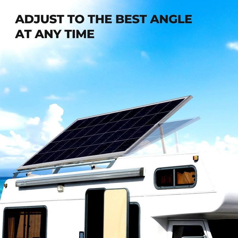 BougeRV 28in Adjustable Solar Panel Tilt Mount Brackets with Foldable Tilt Legs, Solar Panels Mounting Support up to 100 150 200 Watt Solar Panel for Roof, RV, Boat, and Off-Grid - Image 2